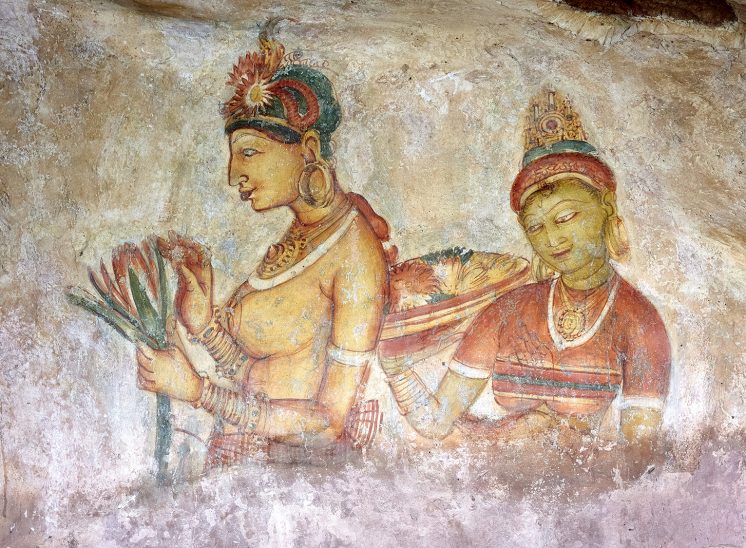 Sri Lanka, fresco nas paredes rochosas de Sigiriya